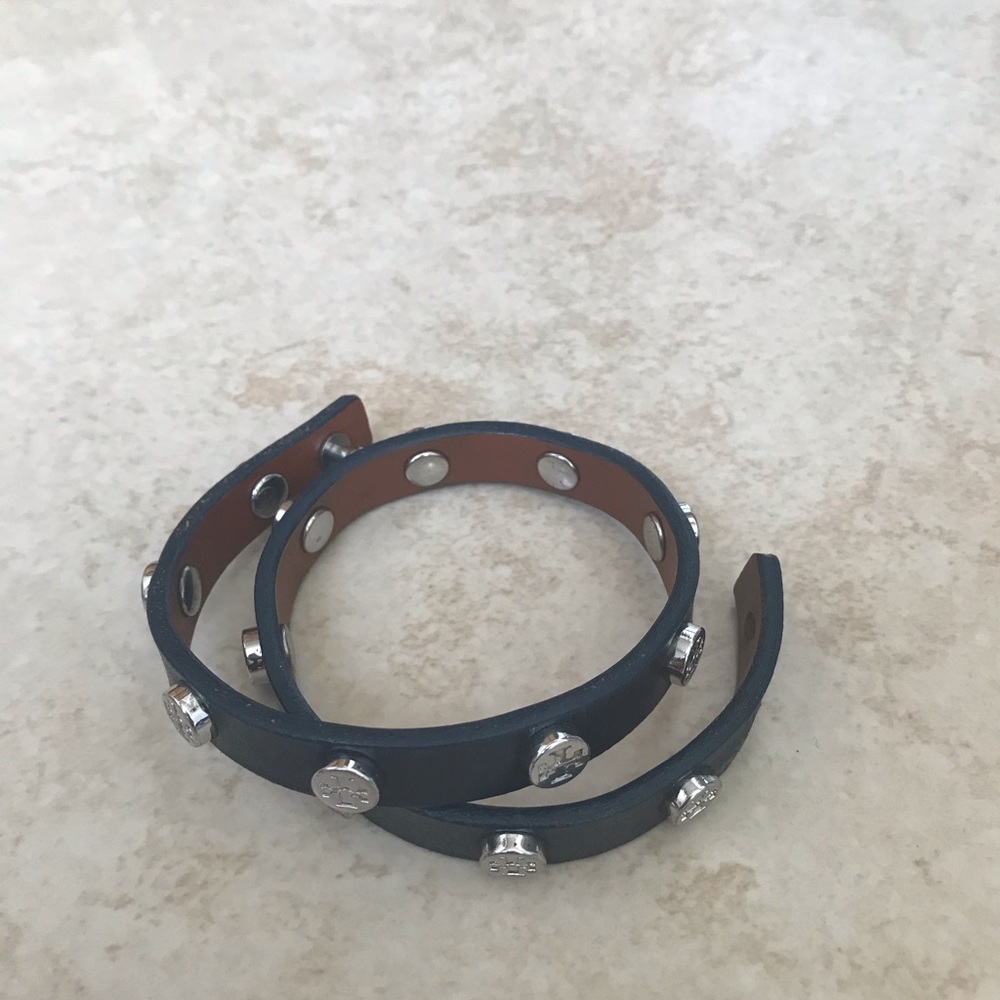 Tory Burch leather double-wrap bracelet.